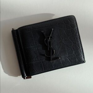 Yves Saint Laurent Croc-Embossed Black Money Clip